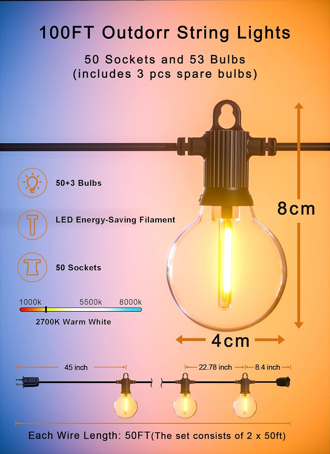 100 ft G40 Globe String Lights