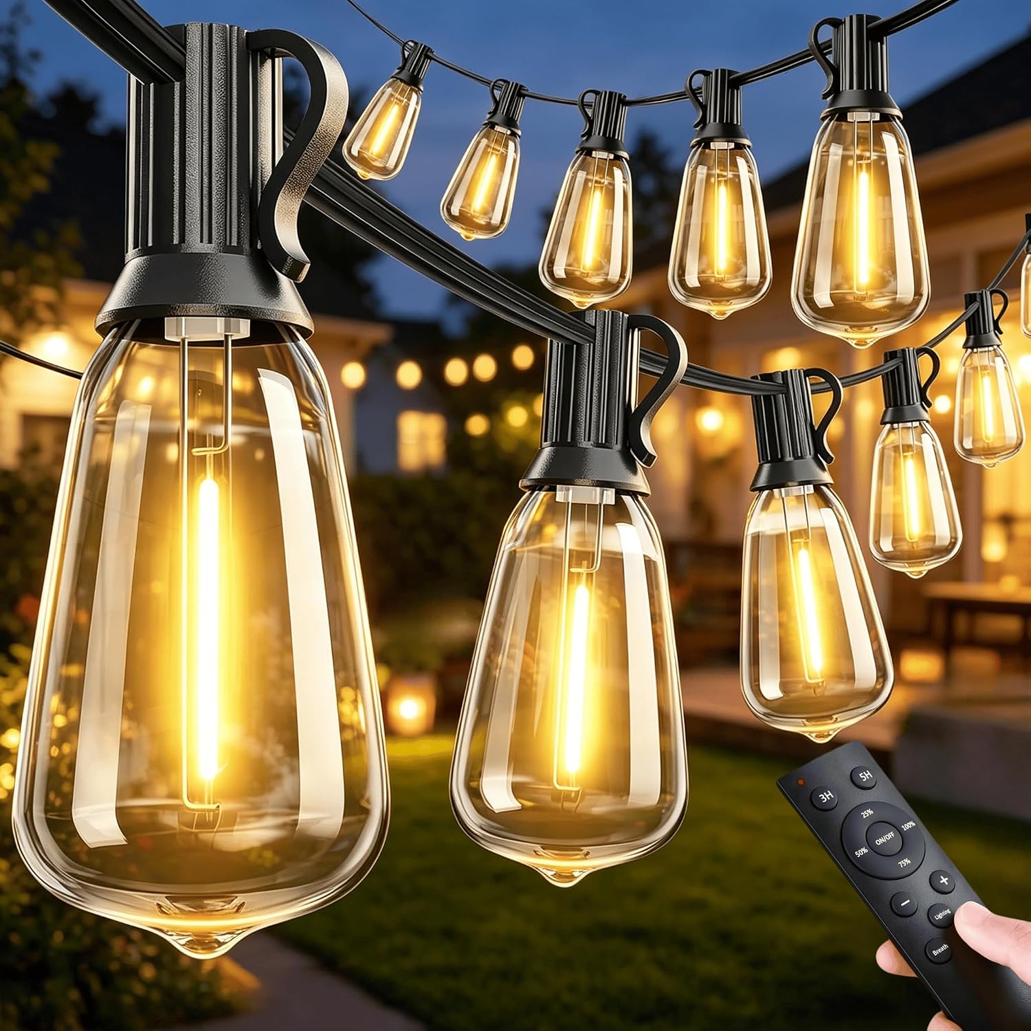 100 ft Outdoor String Lights with Remote