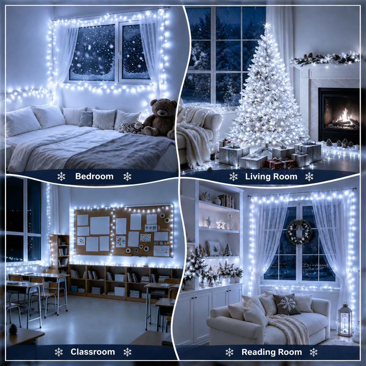 100 LED White Extendable String Lights