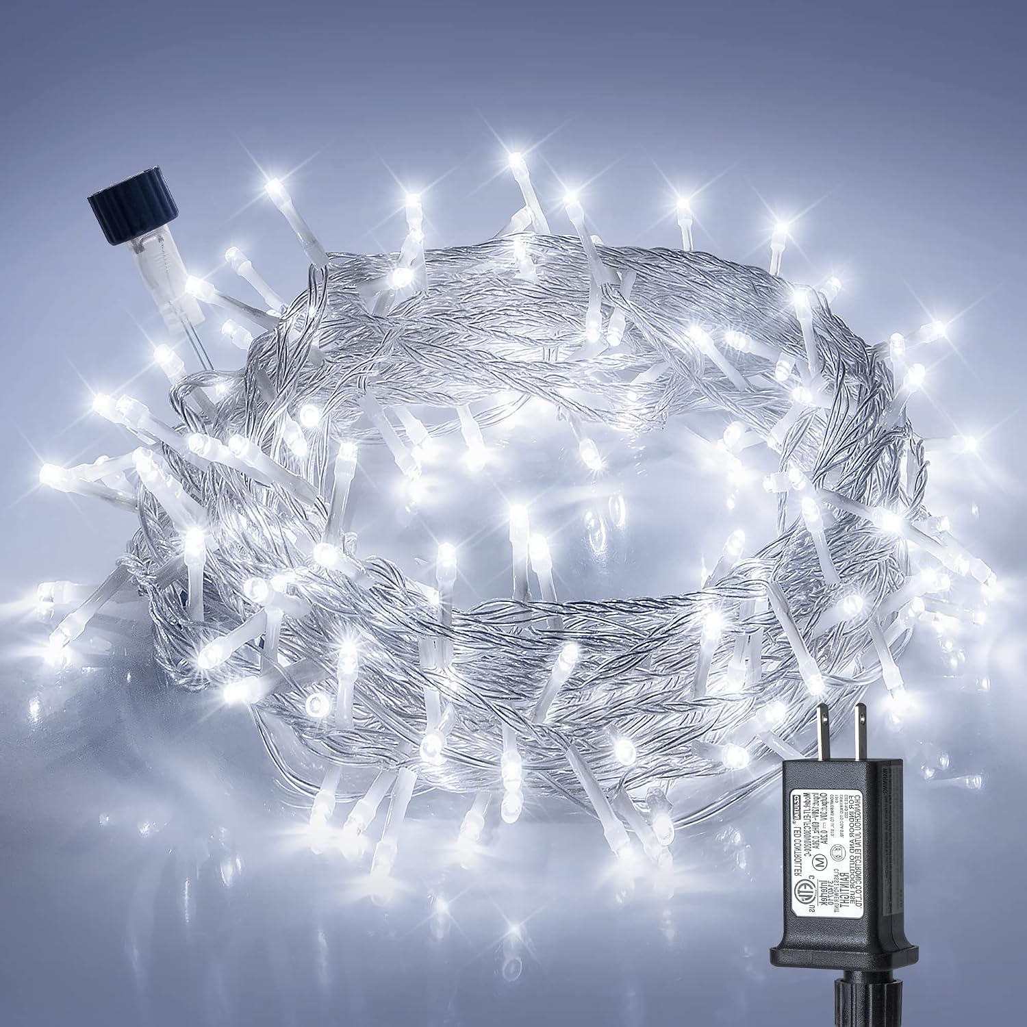 100 LED White Extendable String Lights