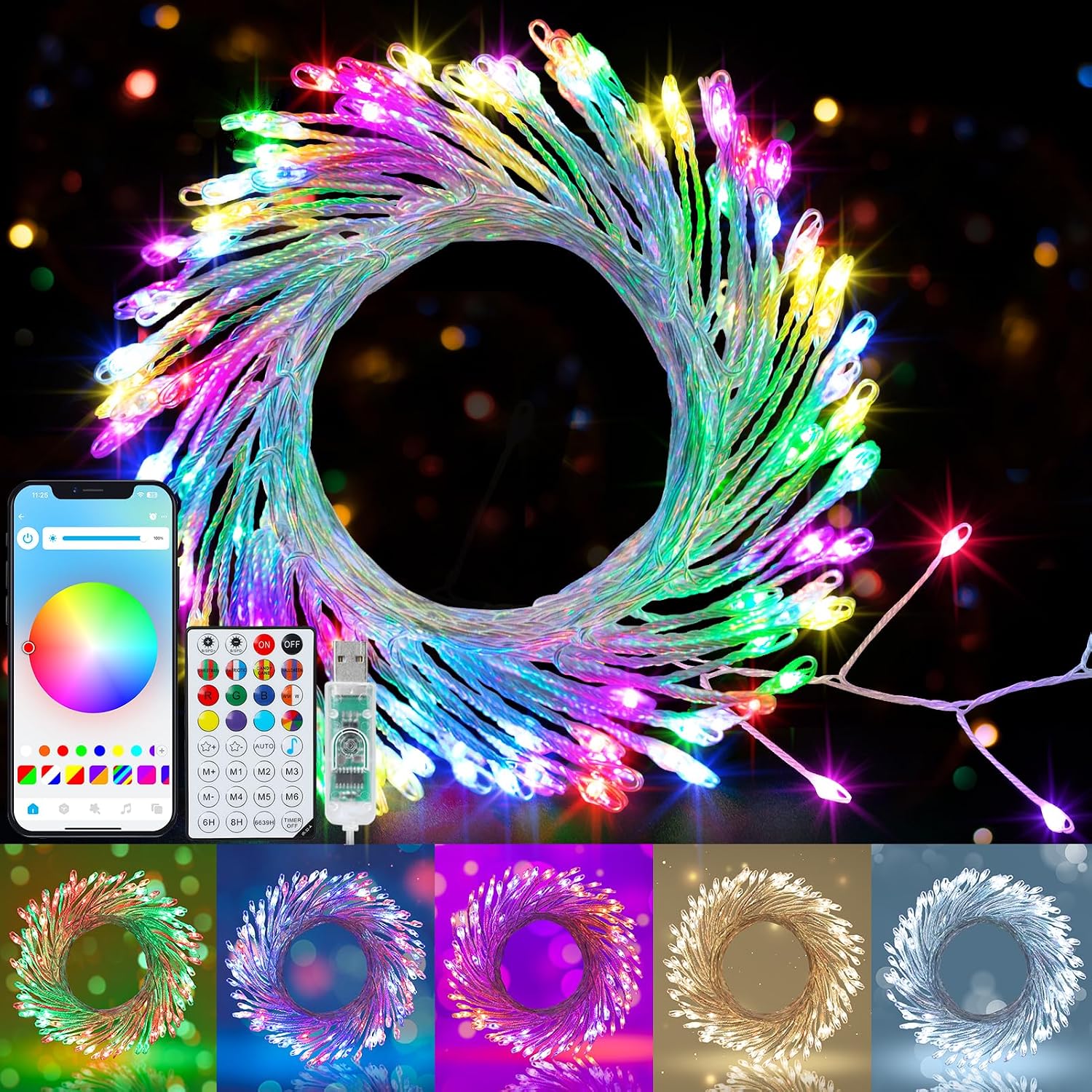 120 LED Colour Changing Cluster Lights