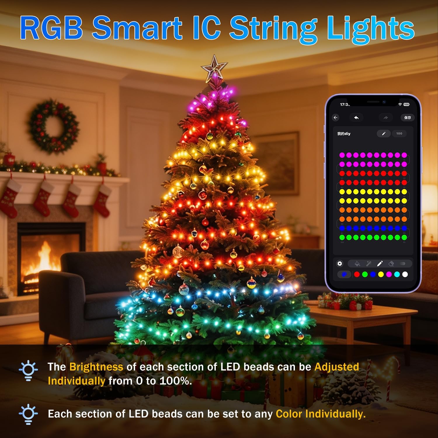 16 ft RGB LED String Lights