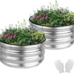 Round Galvanized Garden Bed Set