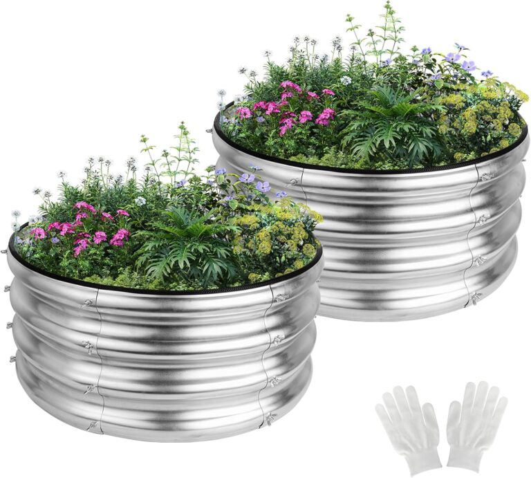 Round Galvanized Garden Bed Set