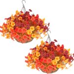 Two Artificial Flower Hanging Baskets