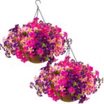 Two Artificial Flower Hanging Baskets