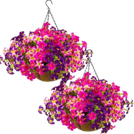 Two Artificial Flower Hanging Baskets