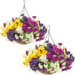 Two Artificial Flower Hanging Baskets