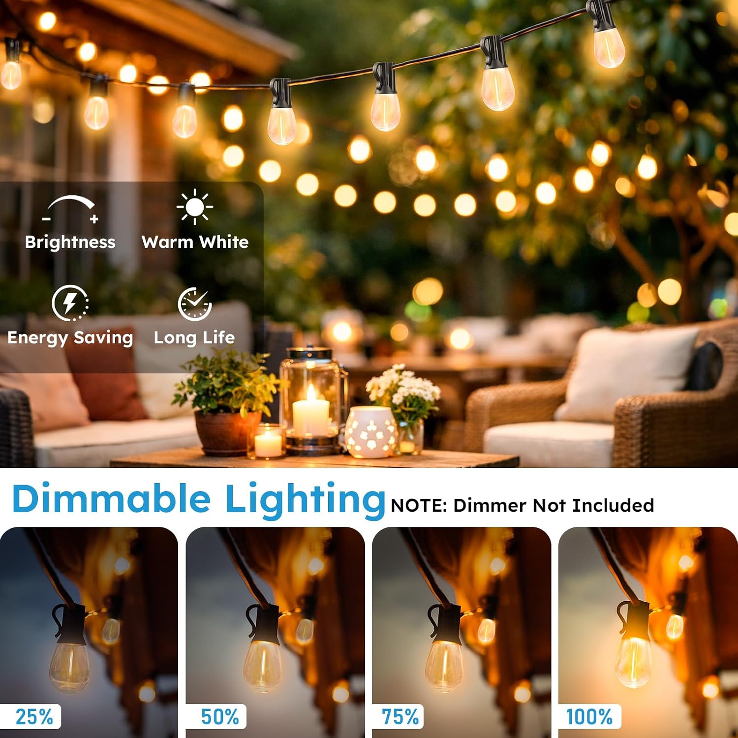 200 ft Waterproof Outdoor String Lights