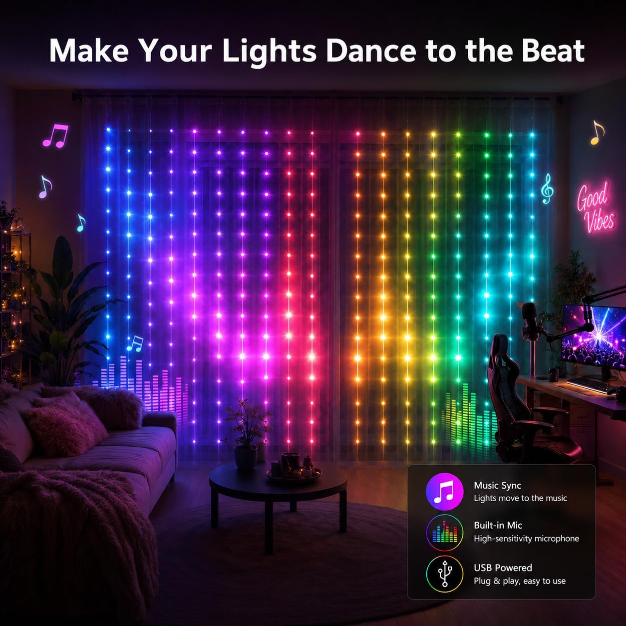 400 LED App Controlled Curtain Lights