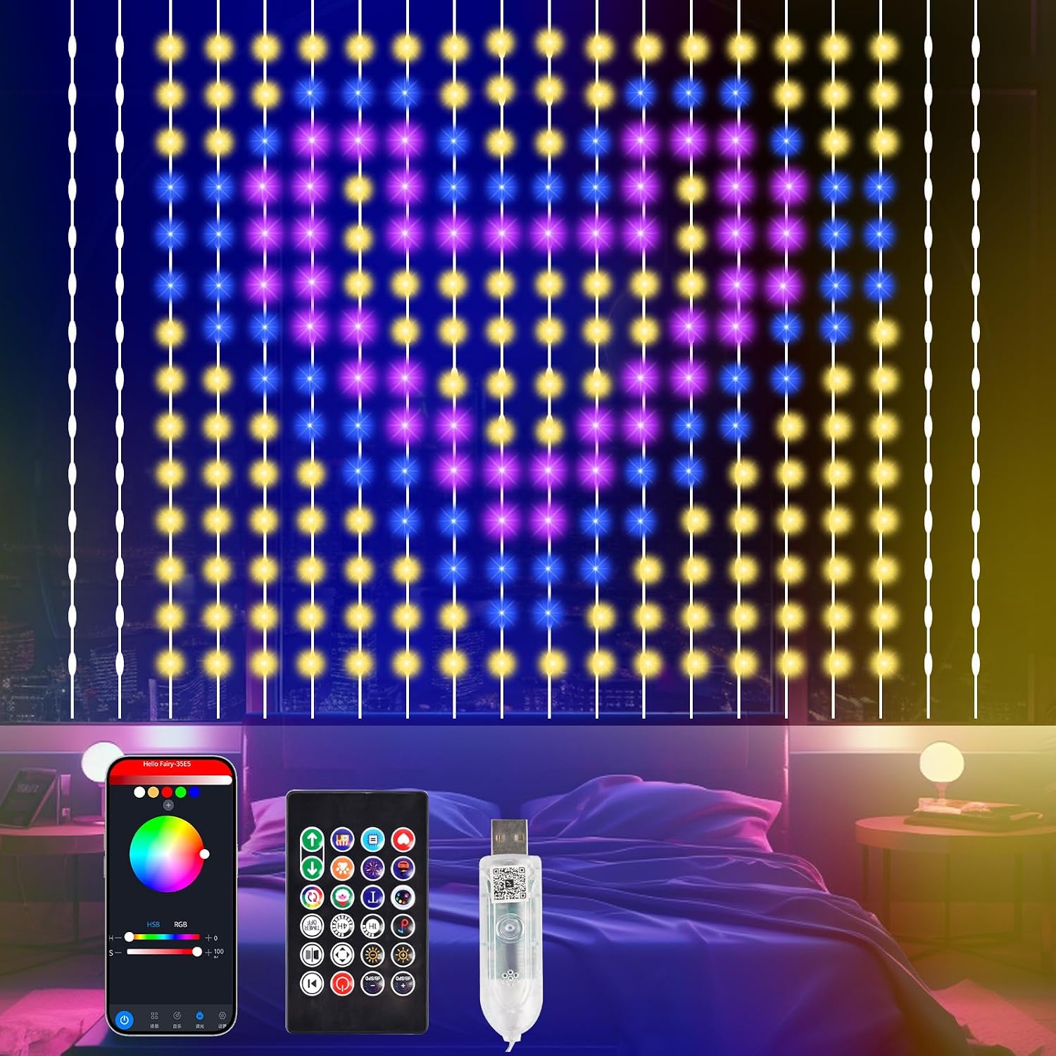 400 LED App Controlled Curtain Lights