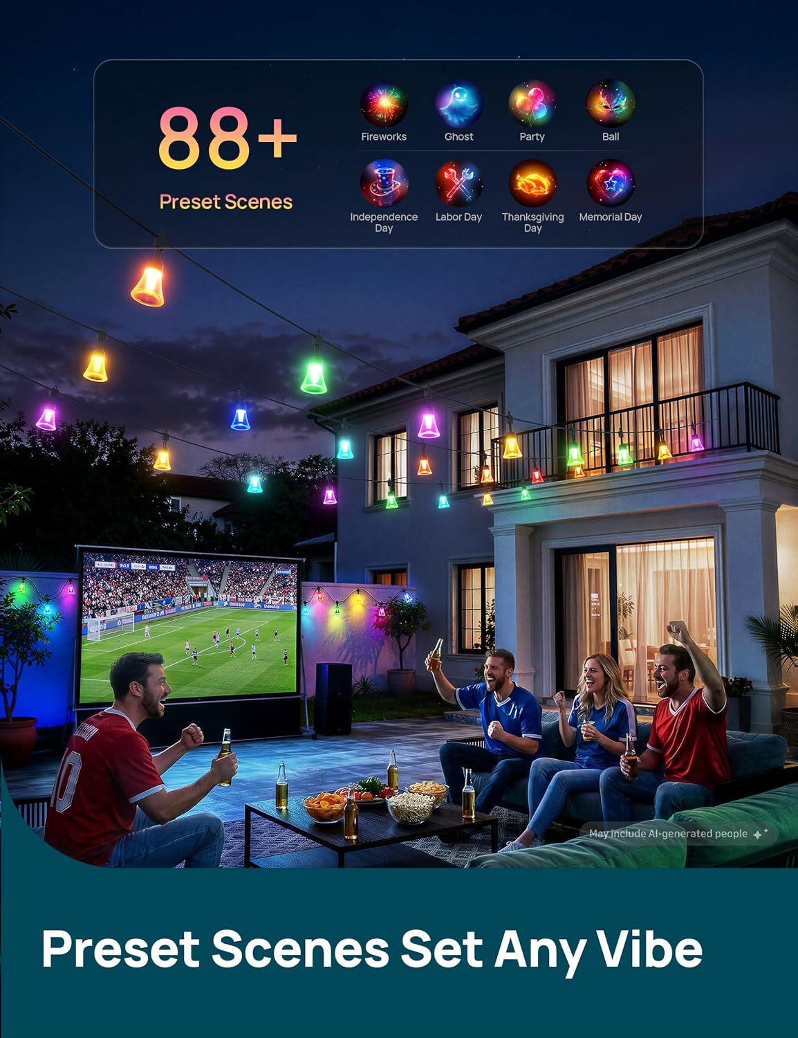 48 ft RGB Outdoor String Lights