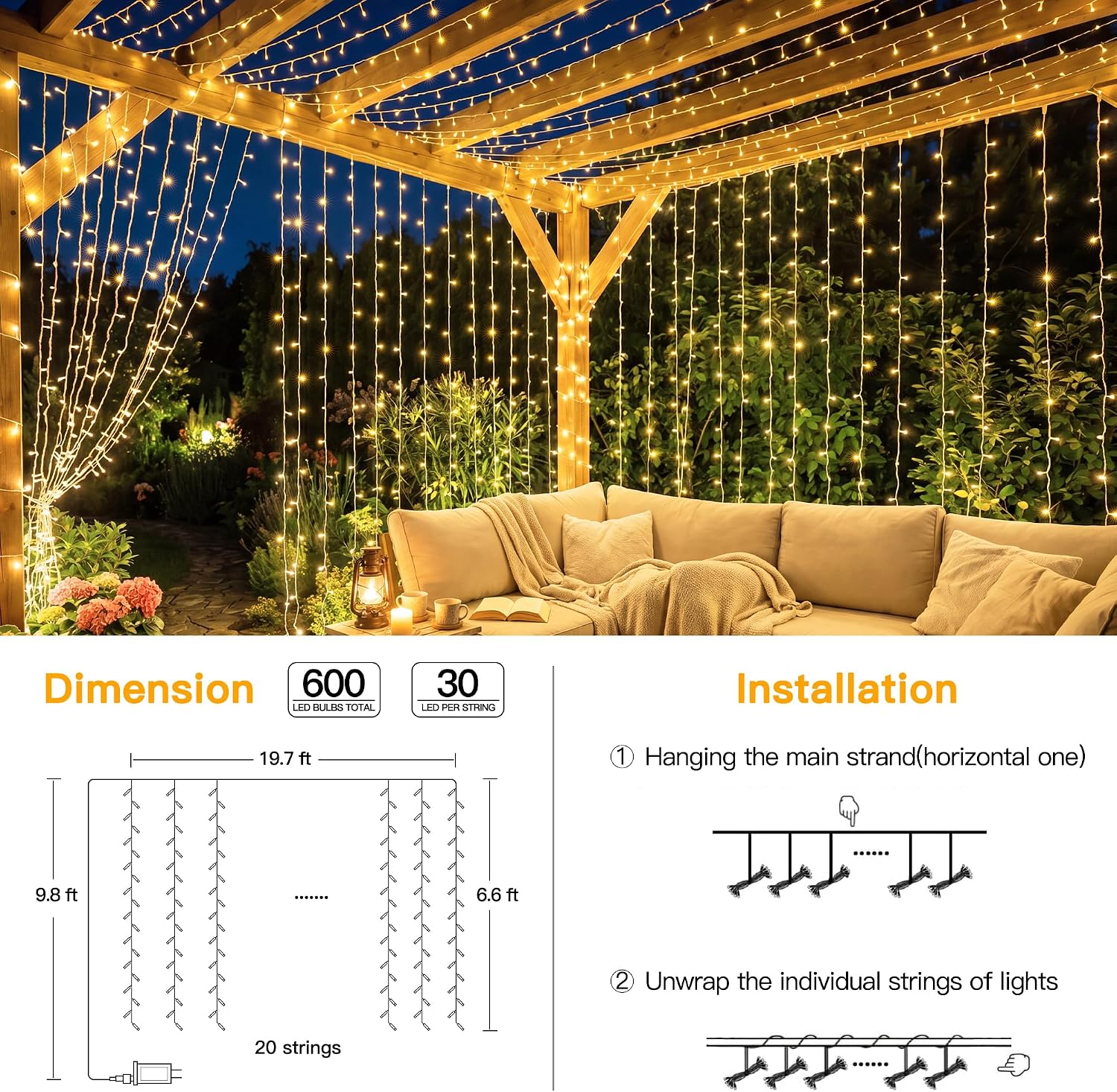 600 LED Waterproof Backdrop Lights