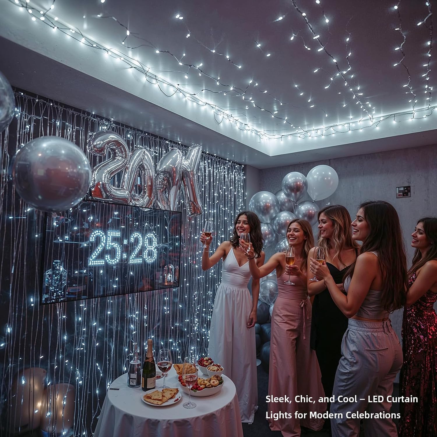 Cool White 100-LED Plug-In String Lights