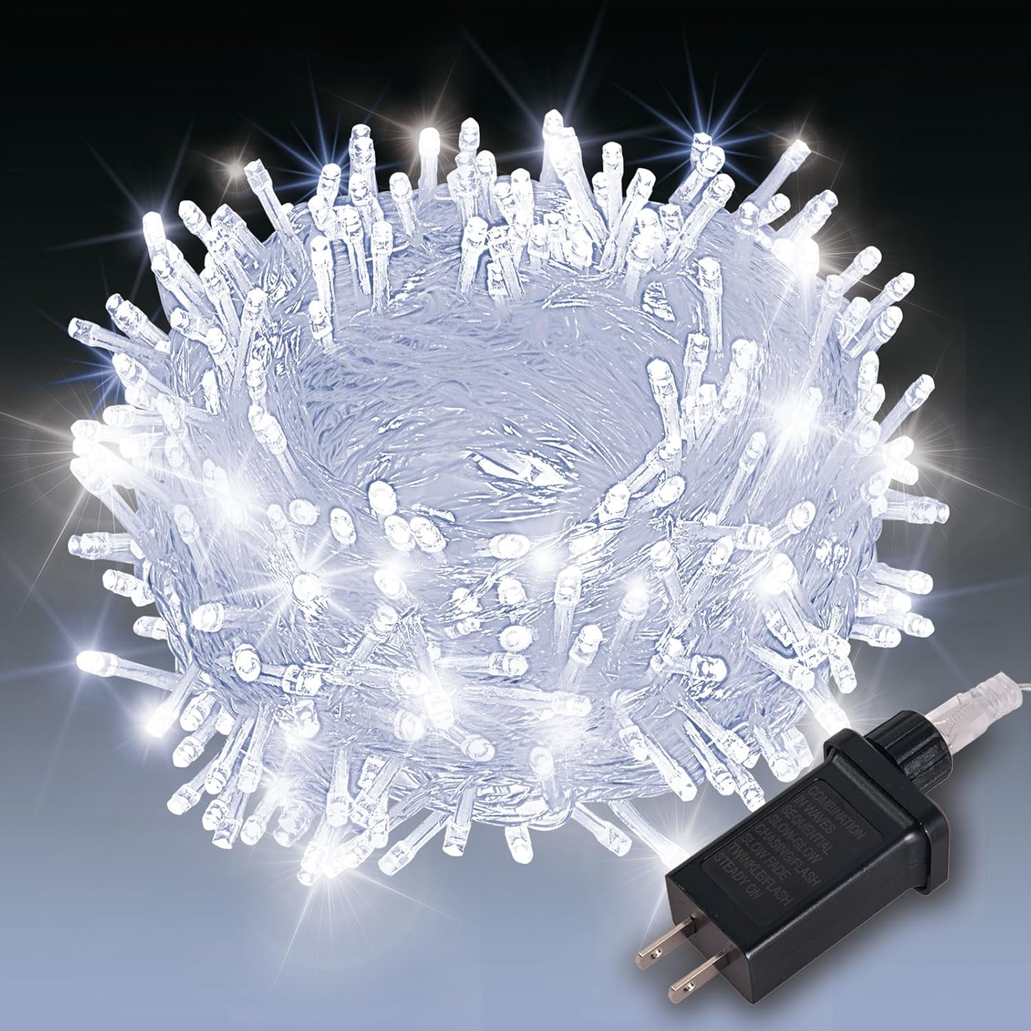 Cool White 100-LED Plug-In String Lights