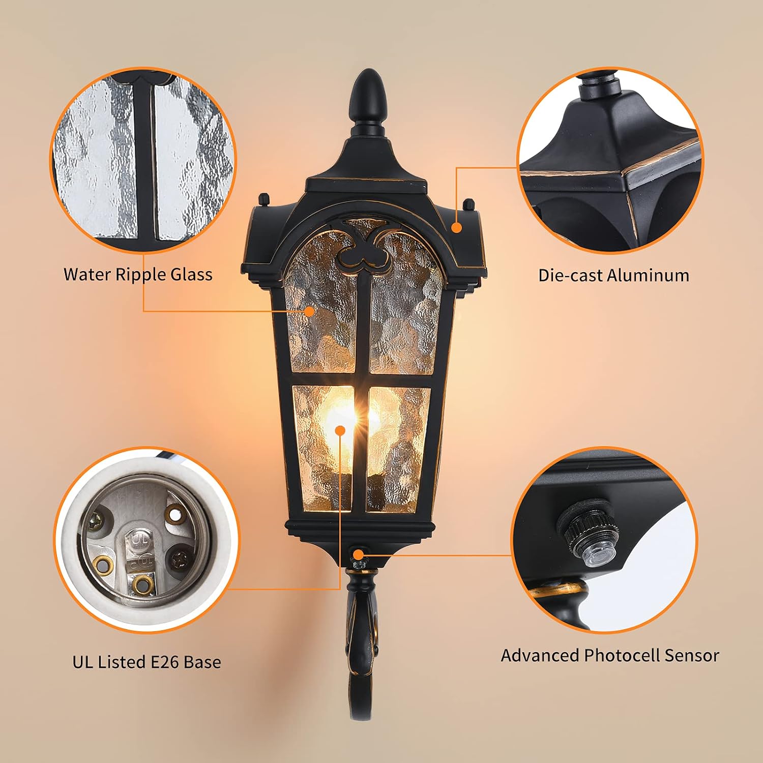 Dusk to Dawn Outdoor Wall Lantern
