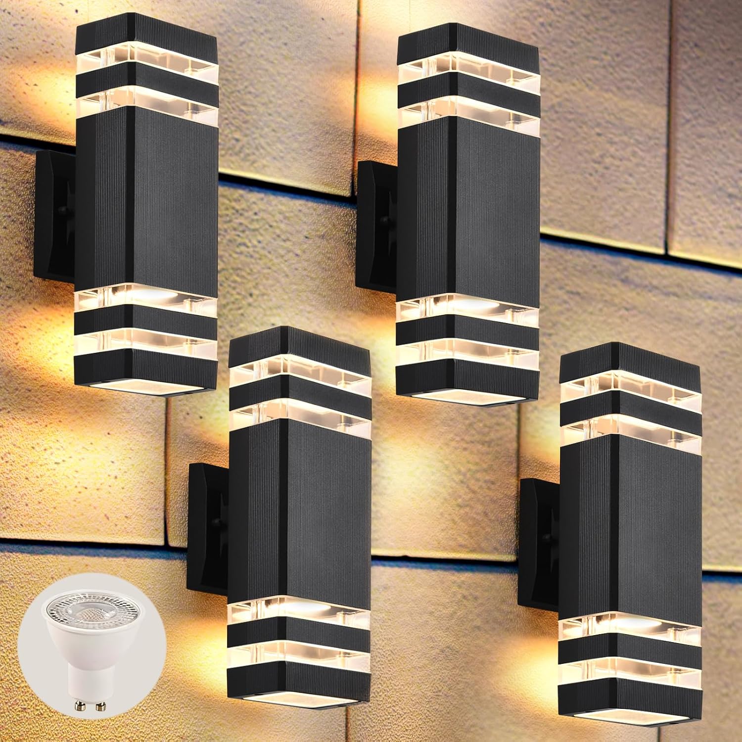 Four Outdoor Up Down Wall Lights