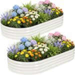 Two Oval Metal Raised Garden Beds