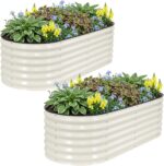 Two Oval Metal Raised Garden Beds