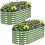 Two Oval Metal Raised Garden Beds