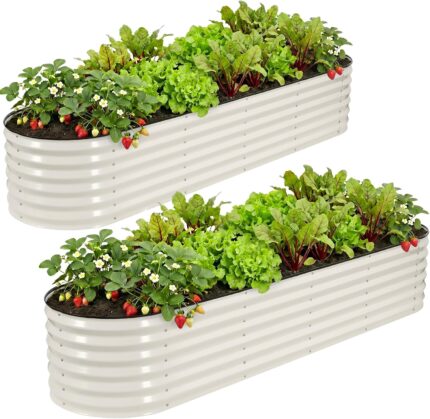Two Oval Metal Raised Garden Beds