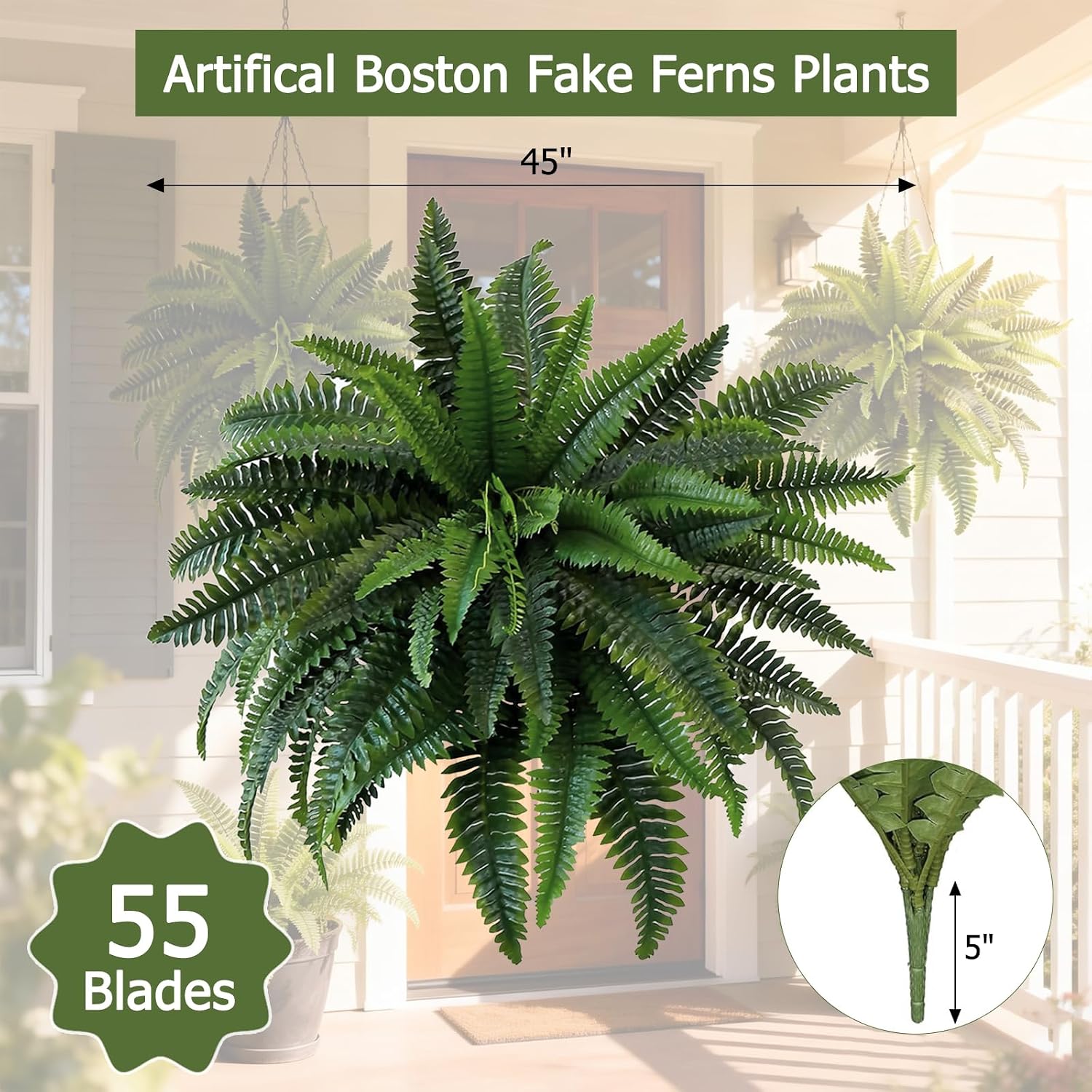 Two Artificial Boston Fern Bushes