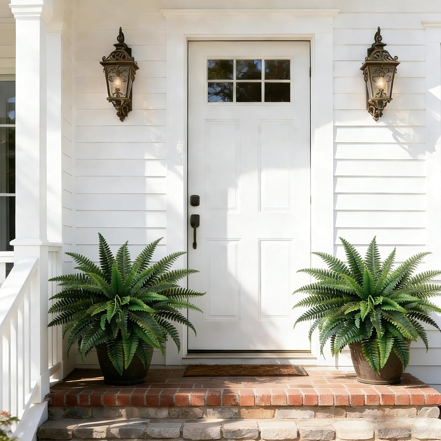 Two Artificial Boston Fern Bushes