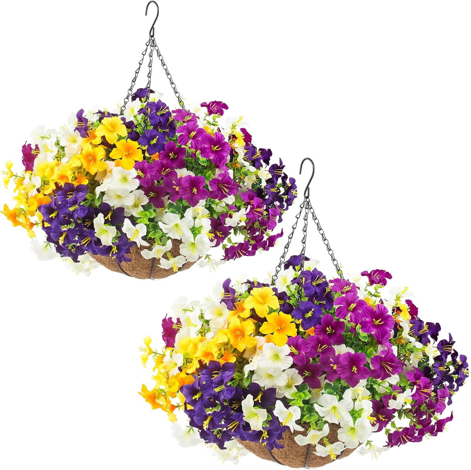 Two Artificial Flower Hanging Planters