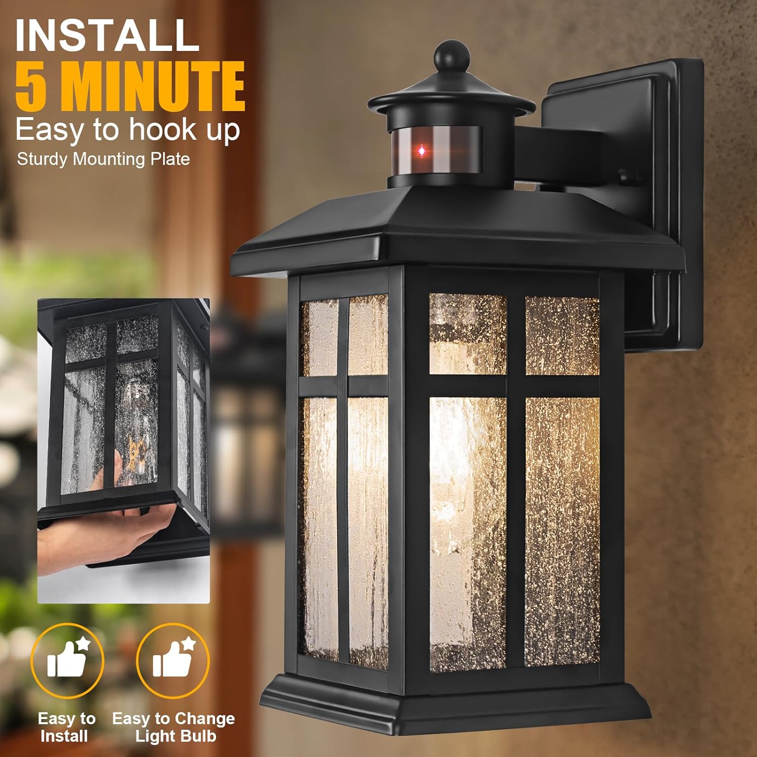 Two Motion Sensor Outdoor Lanterns